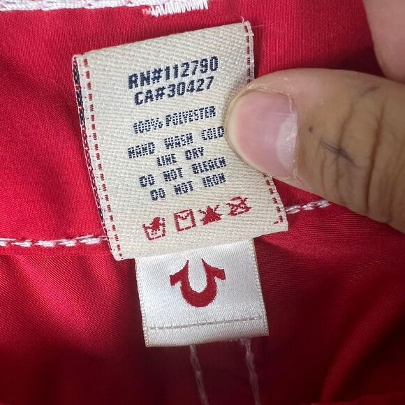 True-Religion Men's Red and White Surf Shorts Size 36 - Picture 4 of 8